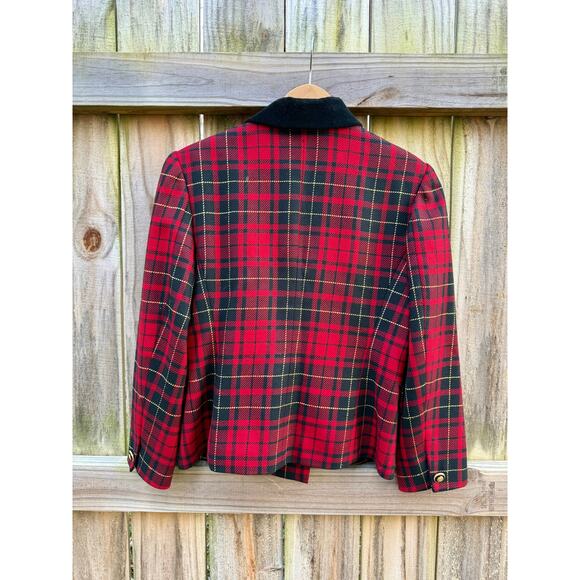Vintage Red Tartan Wool Blazer (Made in USA) J H Collectibles - Picture 11 of 11